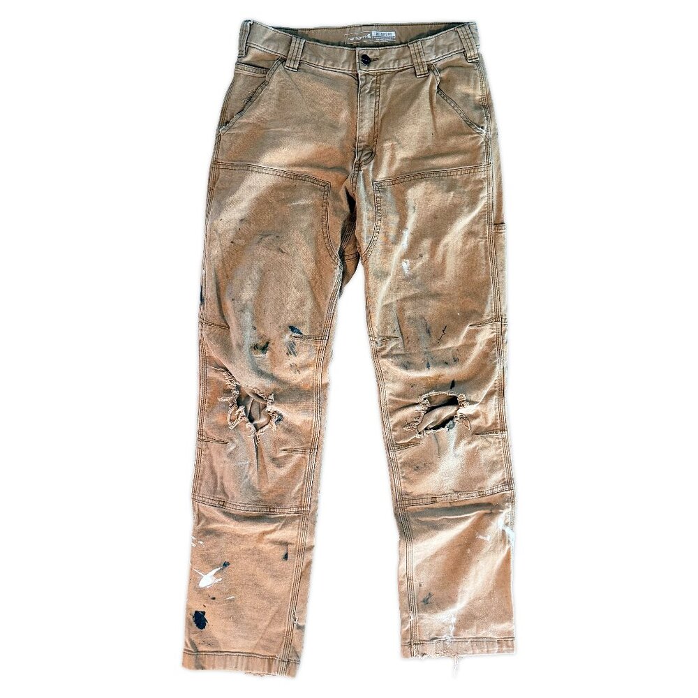 Carhartt 31x34 Double Front Rugged Flex Work Pants - Distressed Paint - Picture 1 of 8